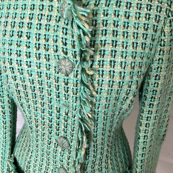 Tibi Size 6 Green Wool Blend Tweed Coat - Picture 11 of 11